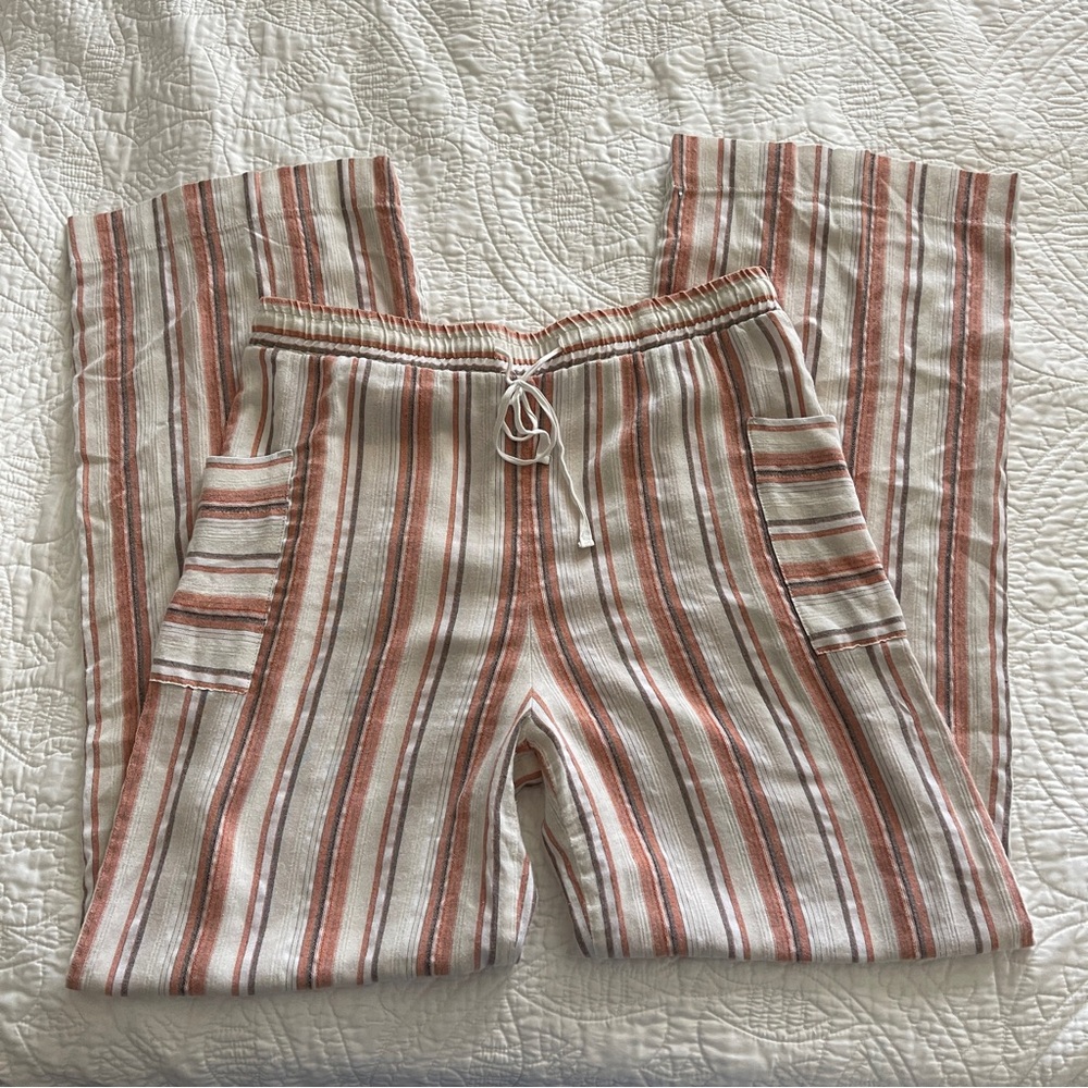 Versona Wide Leg Striped Cotton Pants Size Large